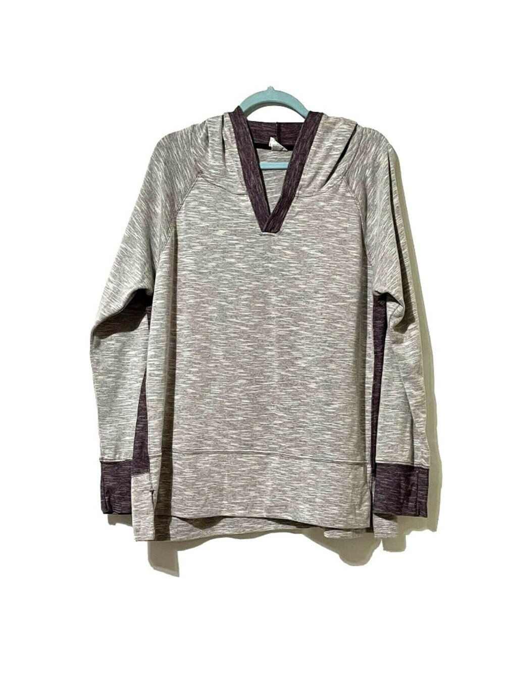 Danskin Now Womens Hooded Sweatshirt XXL Plush Plum Combo Cotton Blend